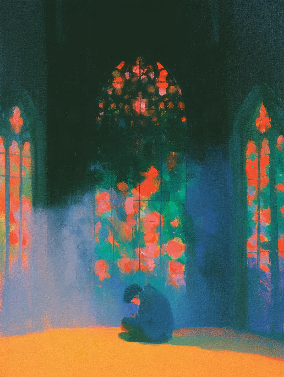 Spiritual contemplation stained glass prompt