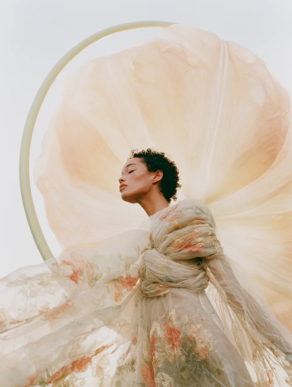 Ethereal surreal floral fashion prompt