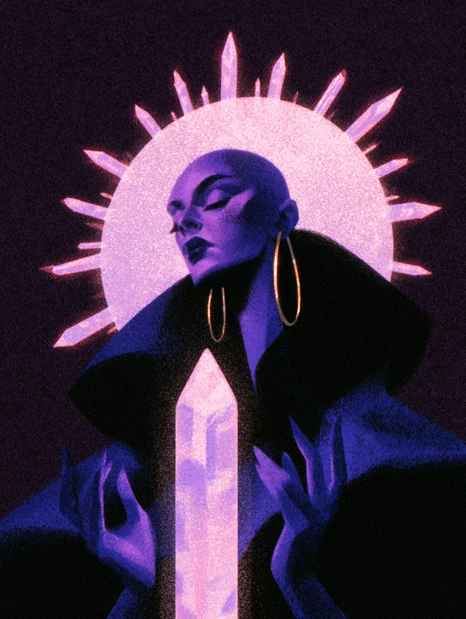 Neon spiritual crystal healing portrait prompt