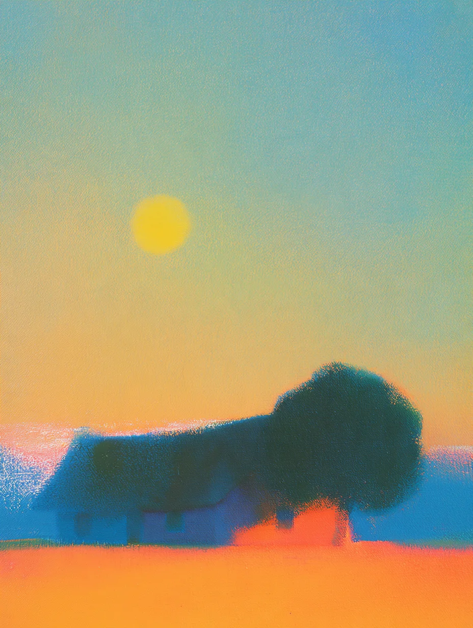 Minimalist oil painting landscape prompt