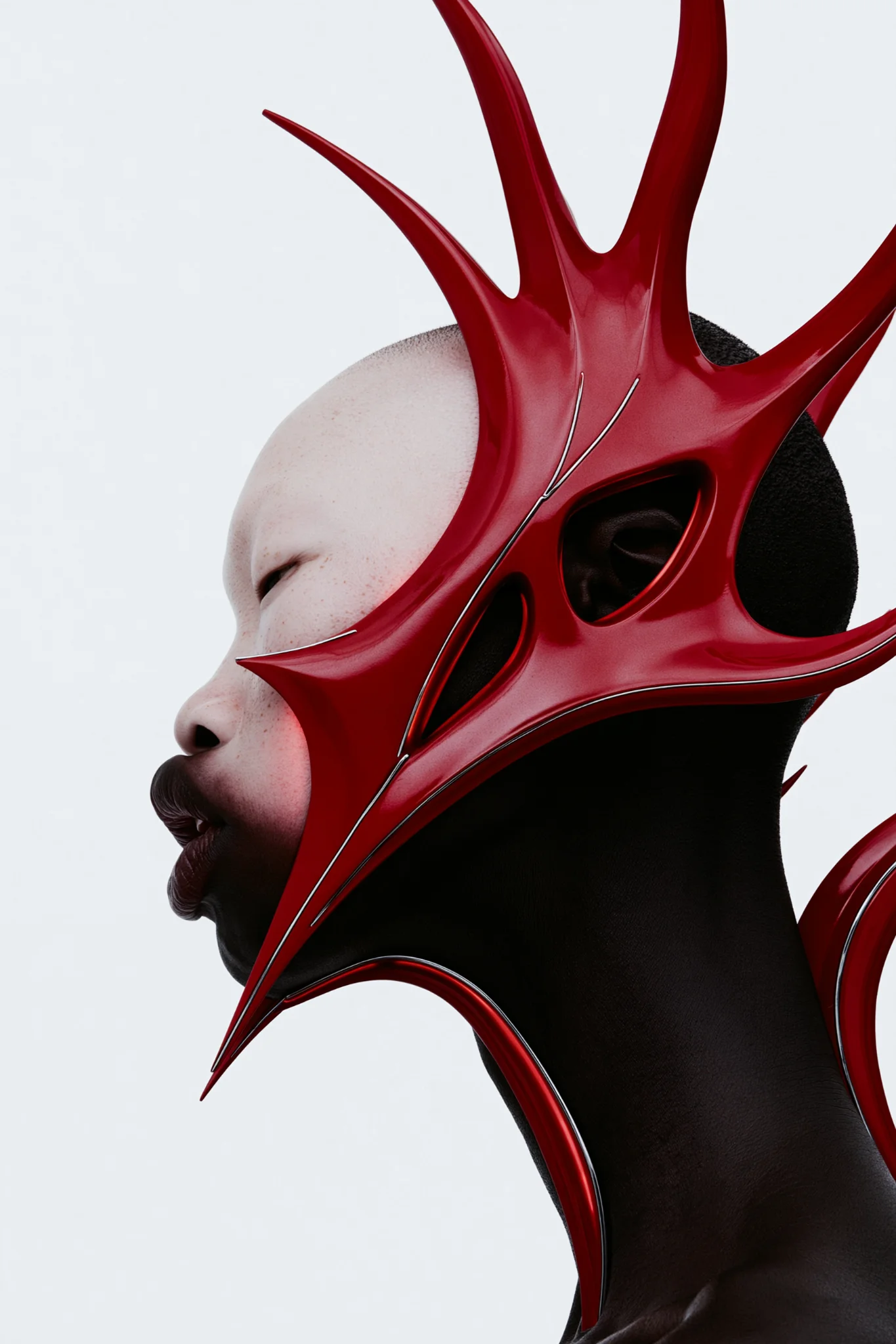 Futuristic sculptural beauty editorial prompt