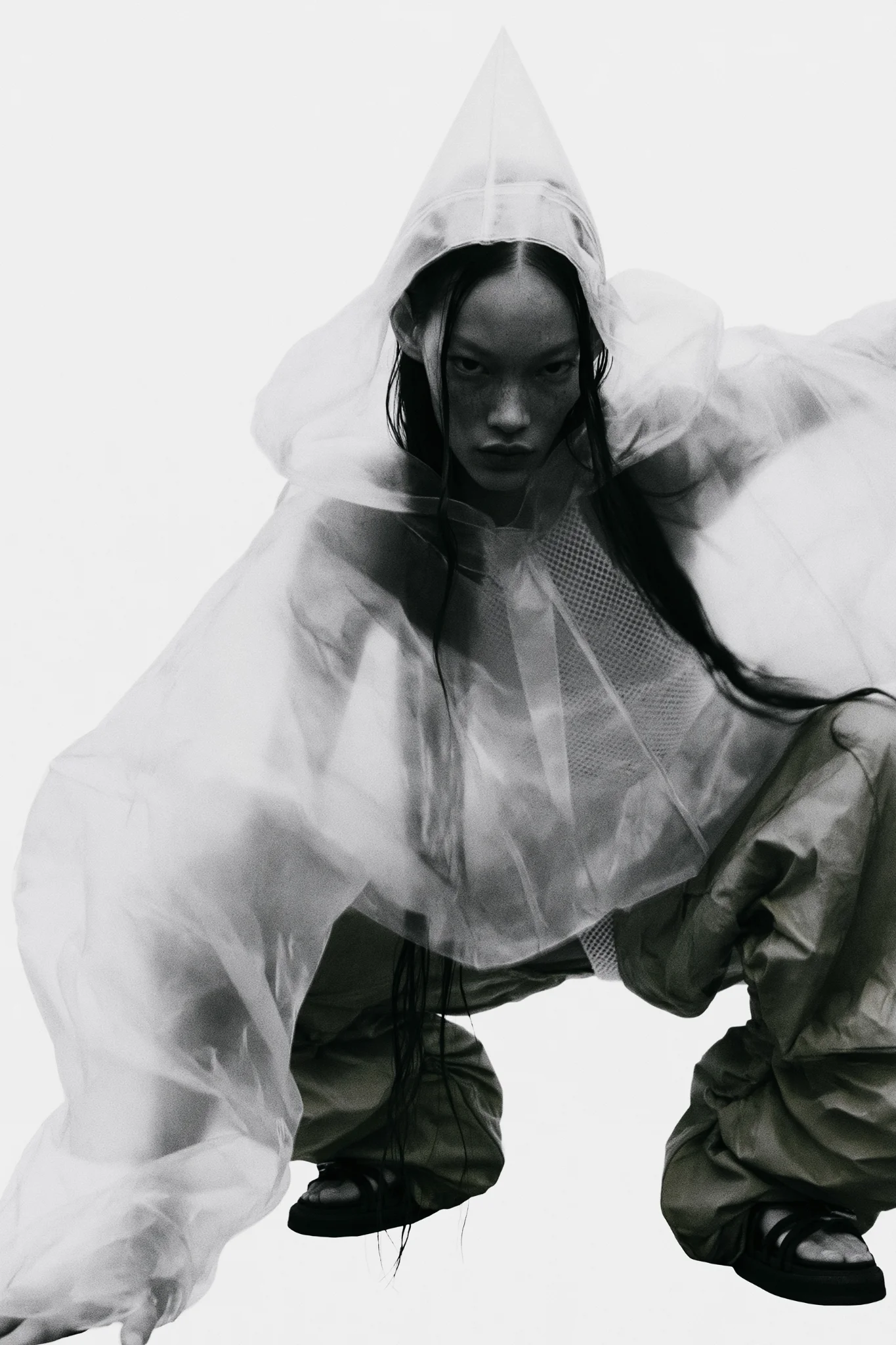 Avant-garde architectural fashion editorial prompt