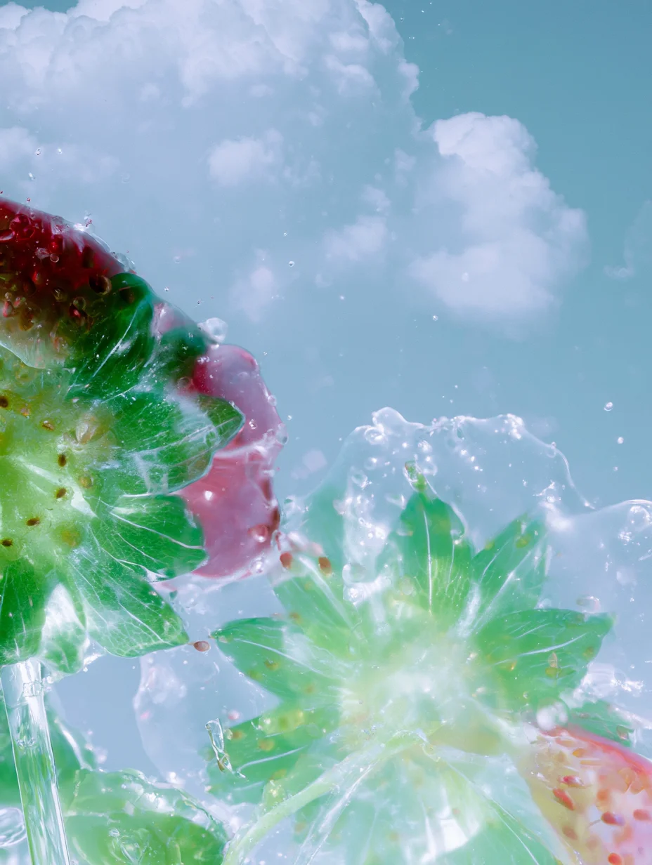 Ethereal translucent strawberry flower prompt