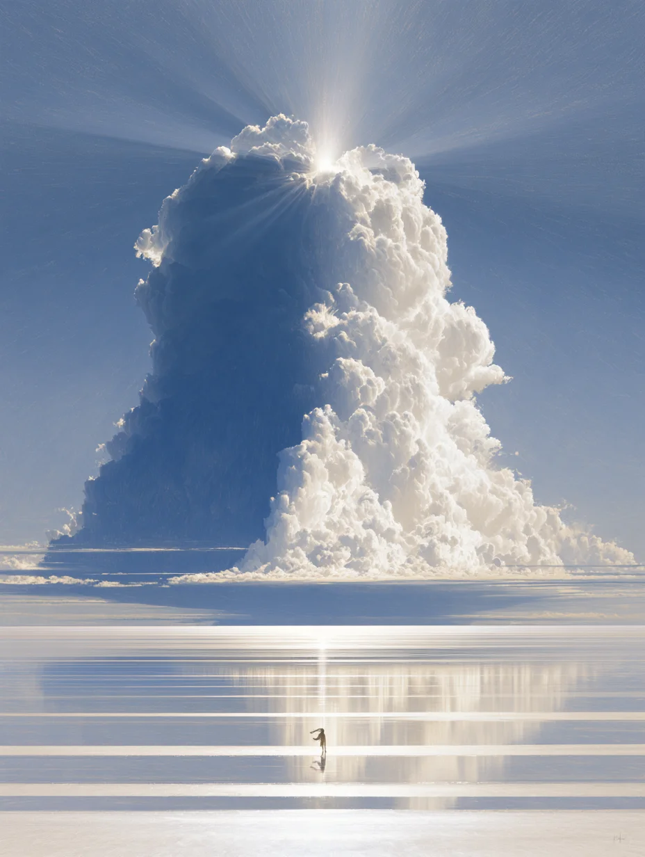 Hyperrealistic surreal landscape storm cloud prompt