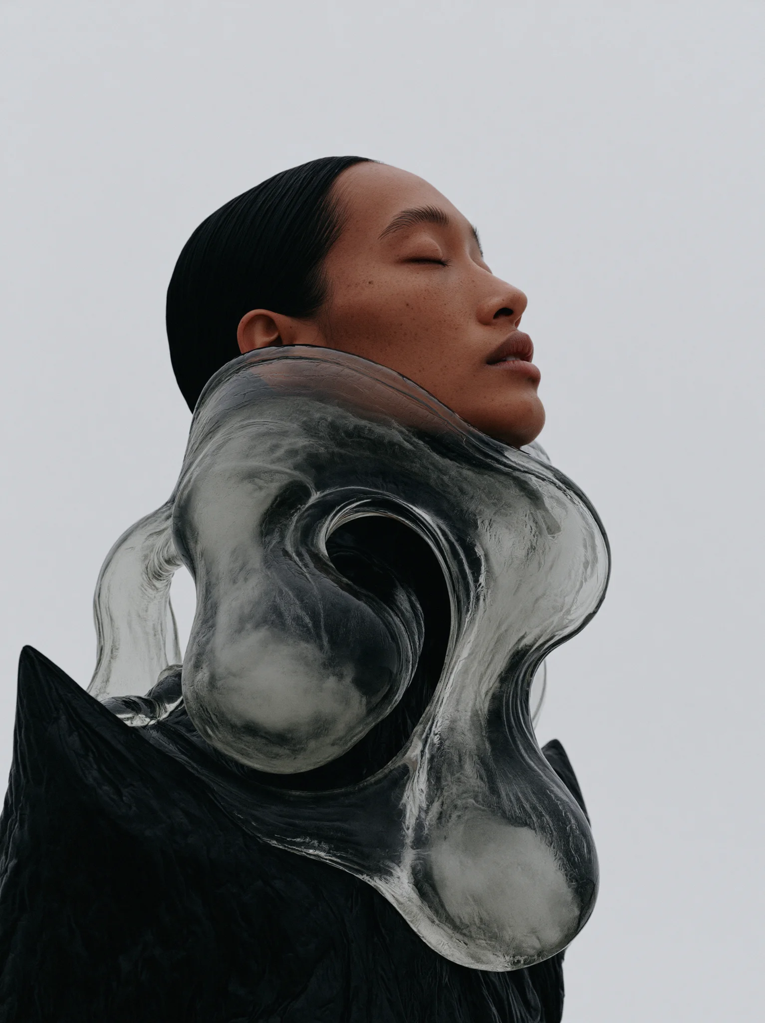 Hyperrealistic sculptural fashion portrait prompt