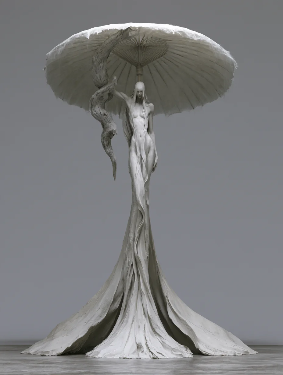Ethereal sculptural clay figure prompt