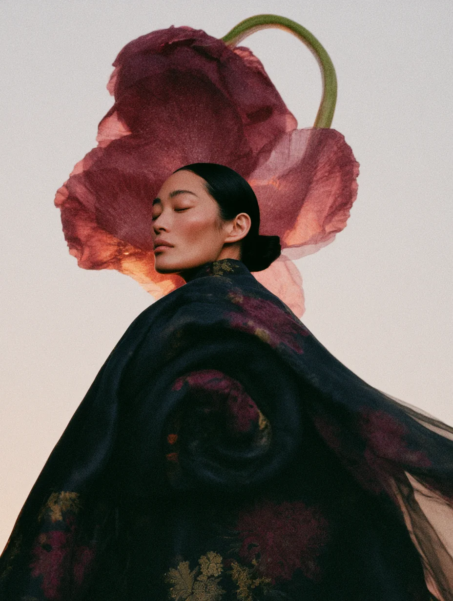 Surreal botanical portrait fashion prompt