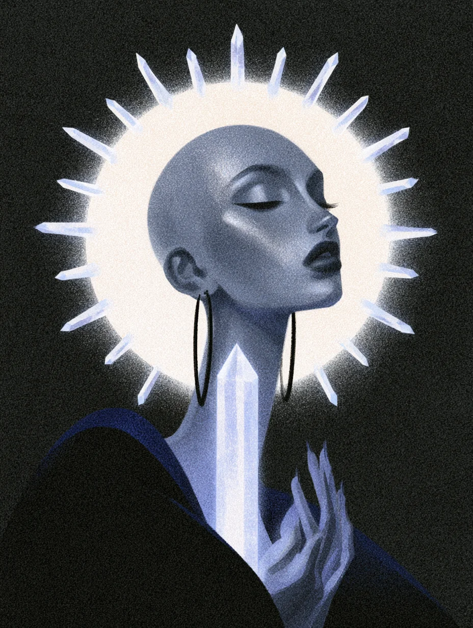Ethereal spiritual crystal portrait prompt