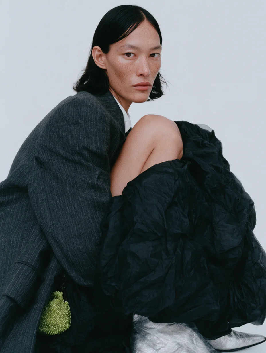 Minimalist androgynous fashion editorial prompt