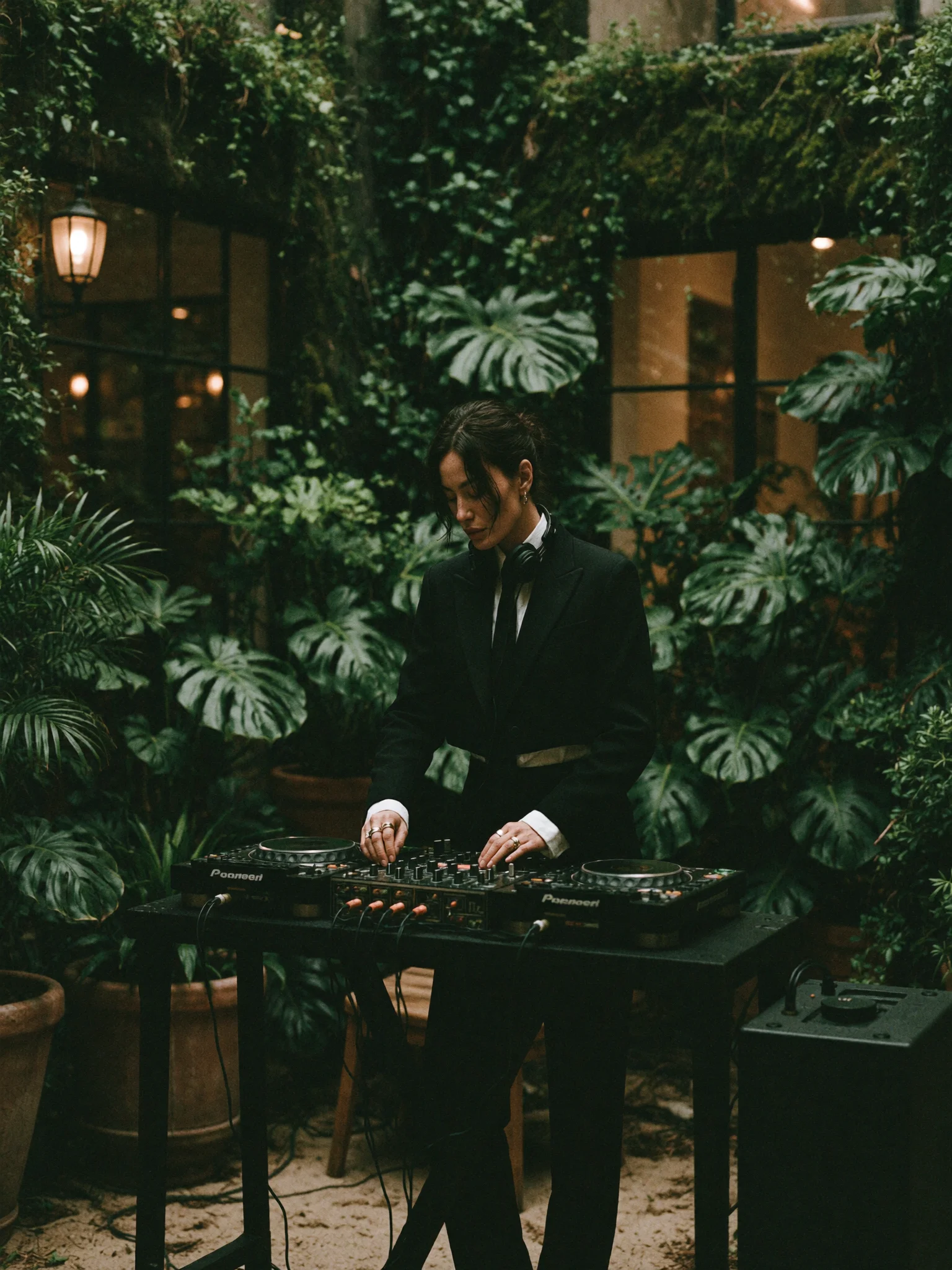 Moody DJ nightlife fashion prompt