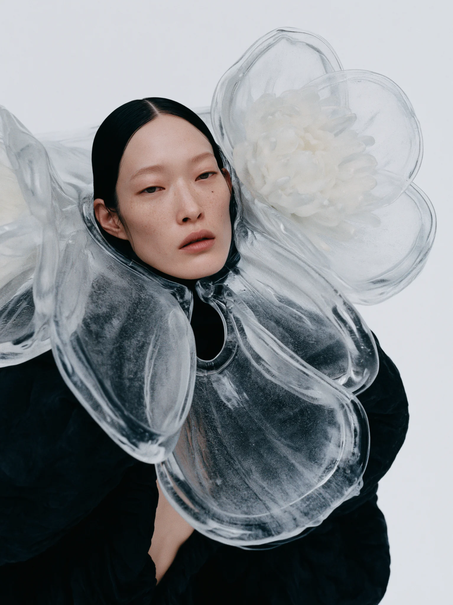 Hyperrealistic sculptural fashion portrait prompt