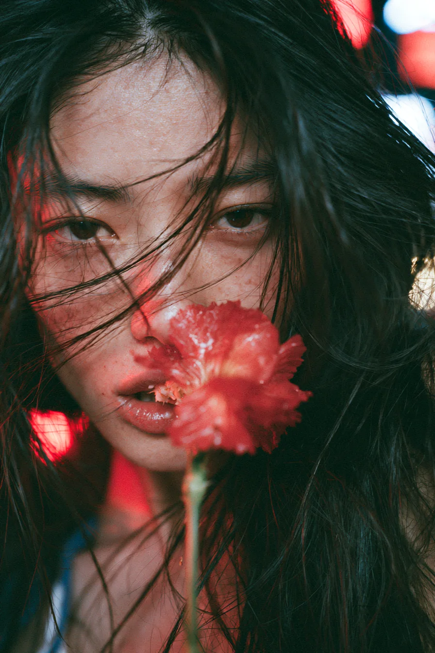Cinematic Y2K editorial portrait prompt