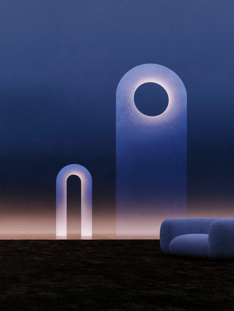 Minimalist sculptural lighting design prompt