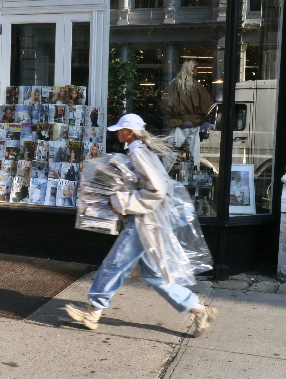 Dynamic street fashion editorial prompt