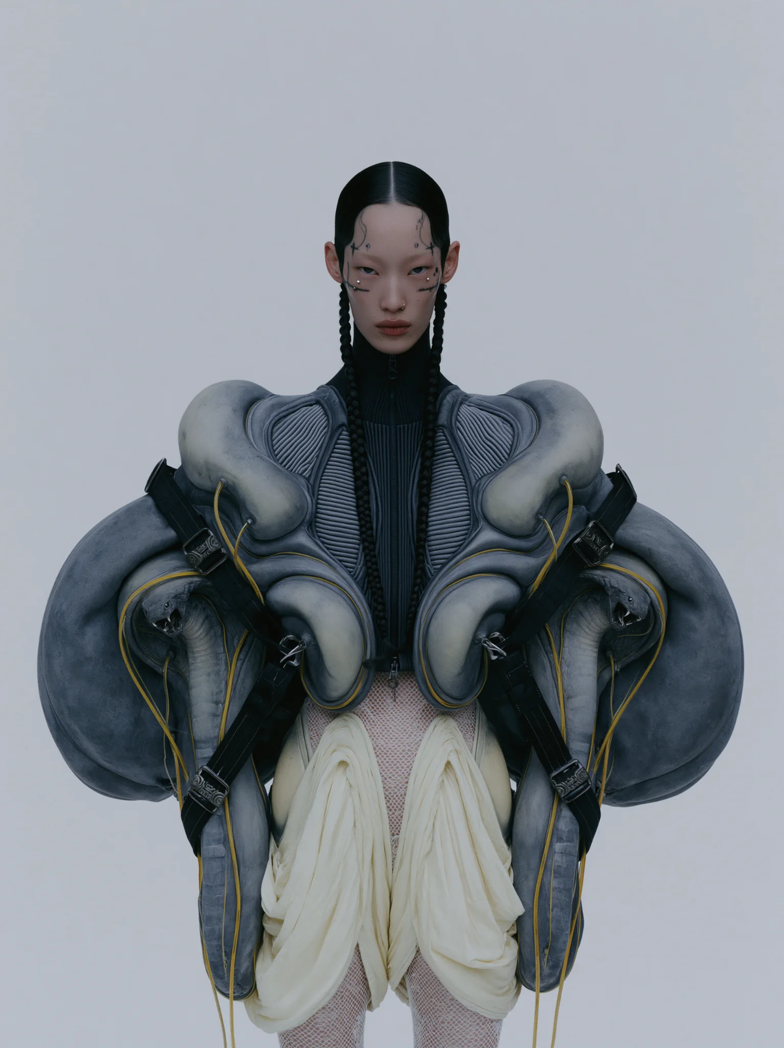 Surrealist futuristic fashion portrait prompt