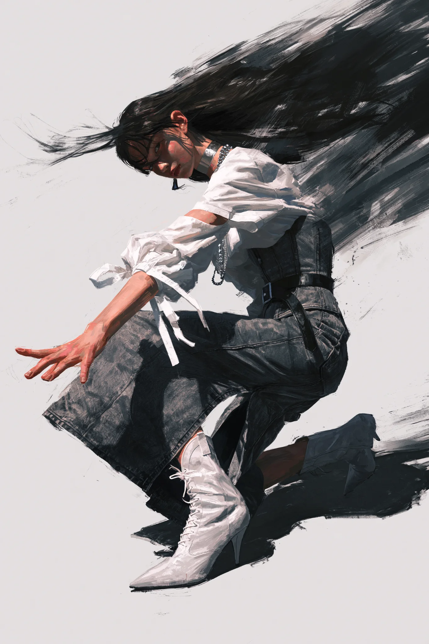 Dynamic editorial fashion illustration prompt