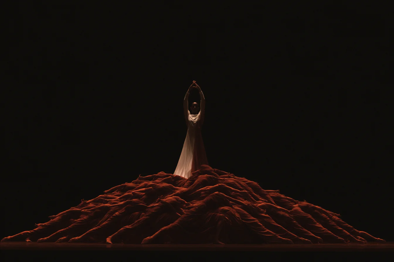 Dramatic theatrical dance performance prompt