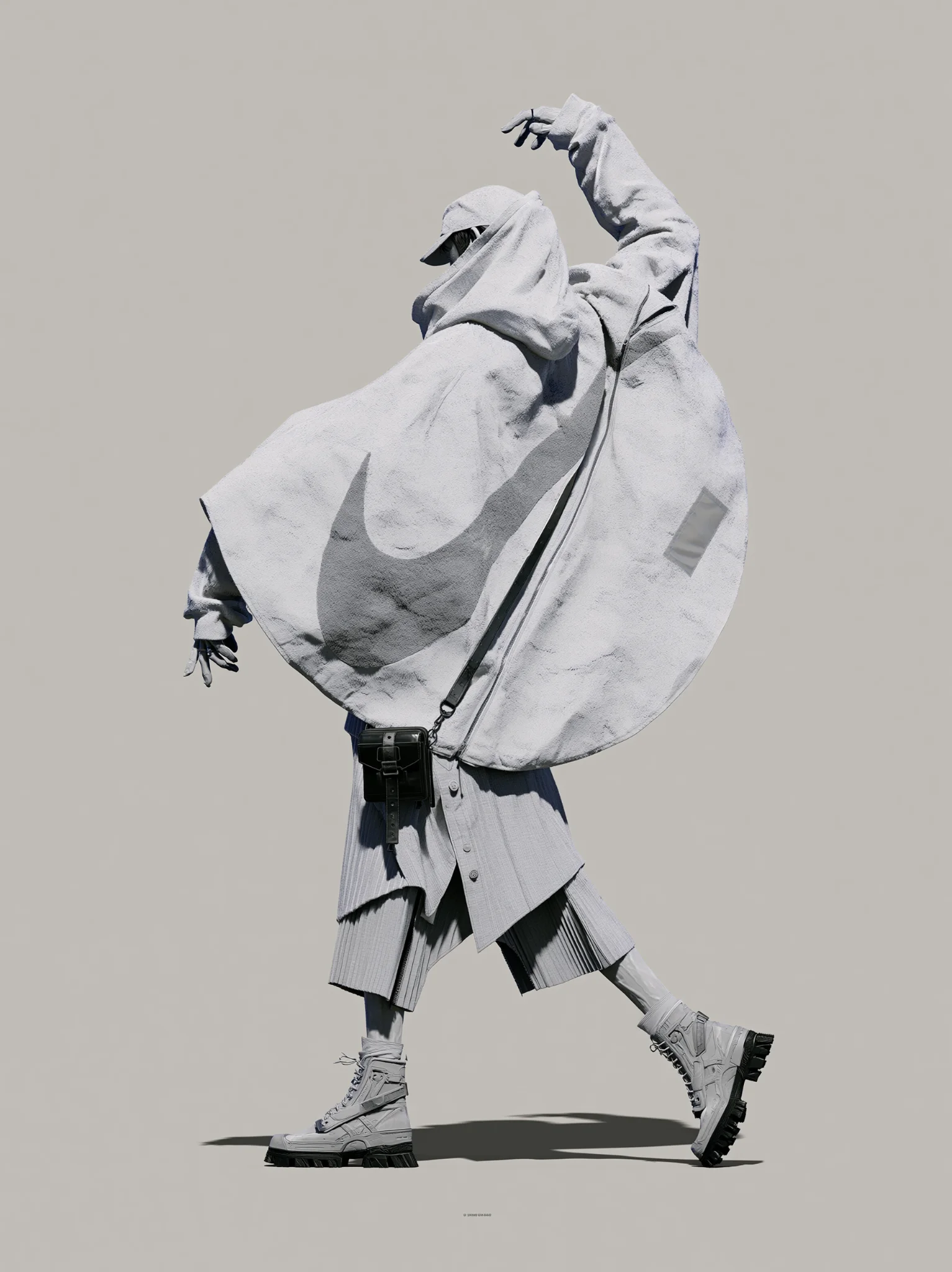 Minimalist 3D fashion editorial pose prompt