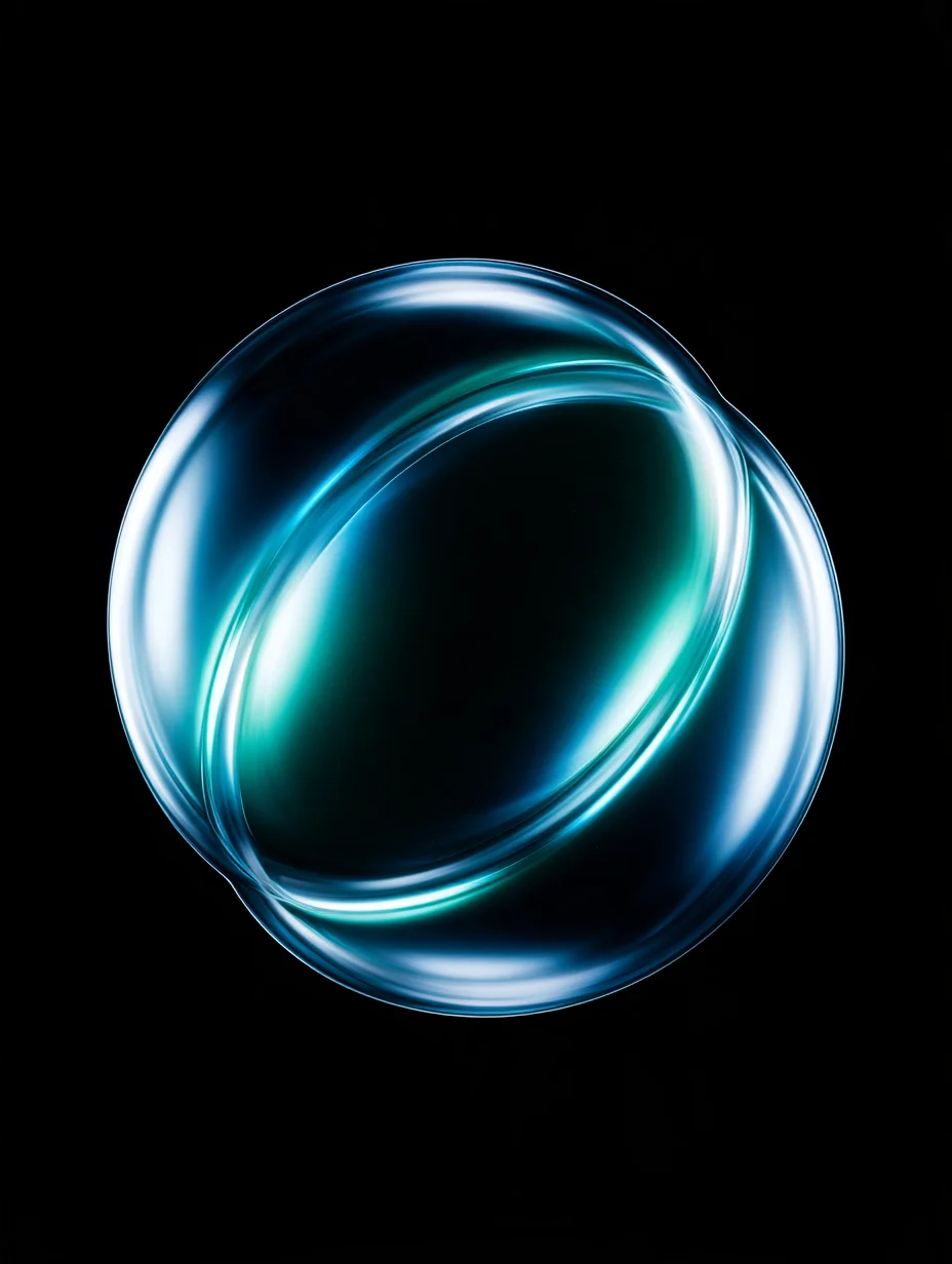 Glowing teal liquid metal abstract prompt