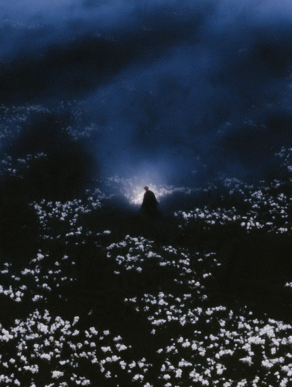 Cinematic moody wildflower landscape prompt