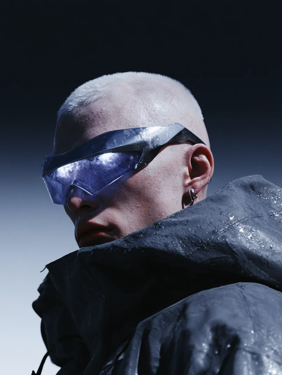 Futuristic cyberpunk fashion portrait prompt