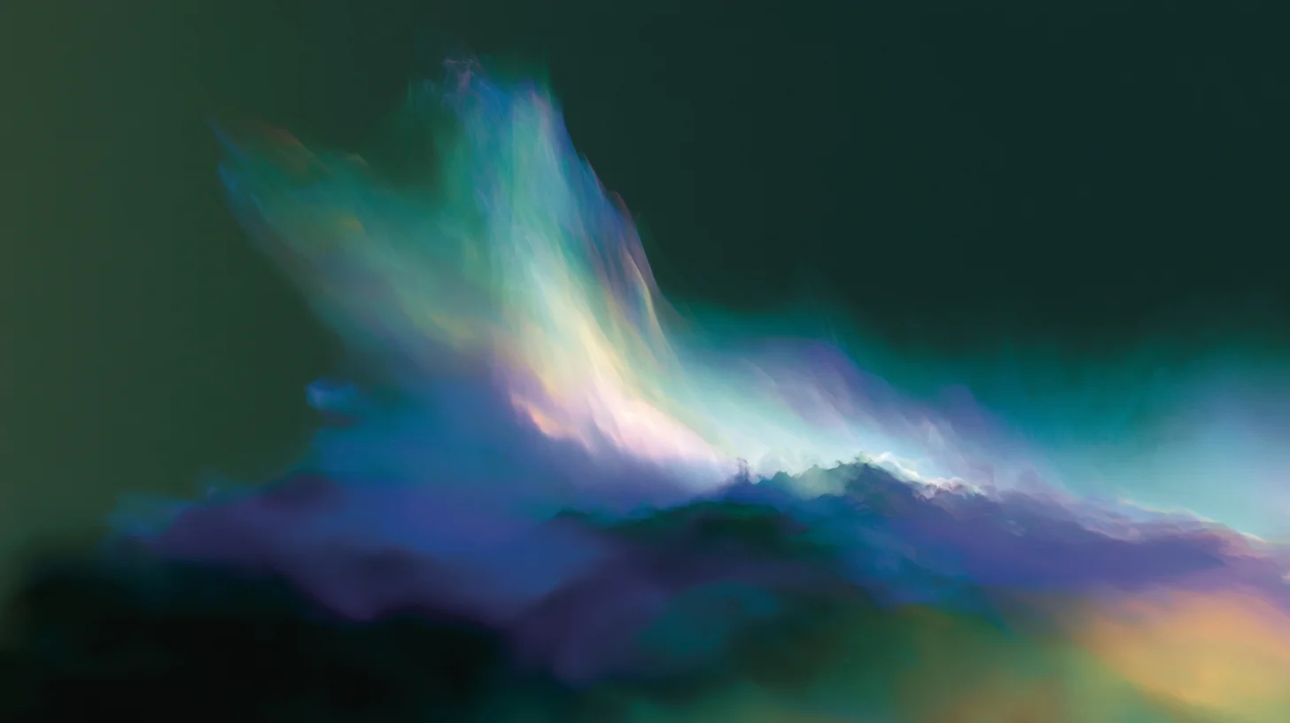 Ethereal mountain aurora landscape prompt