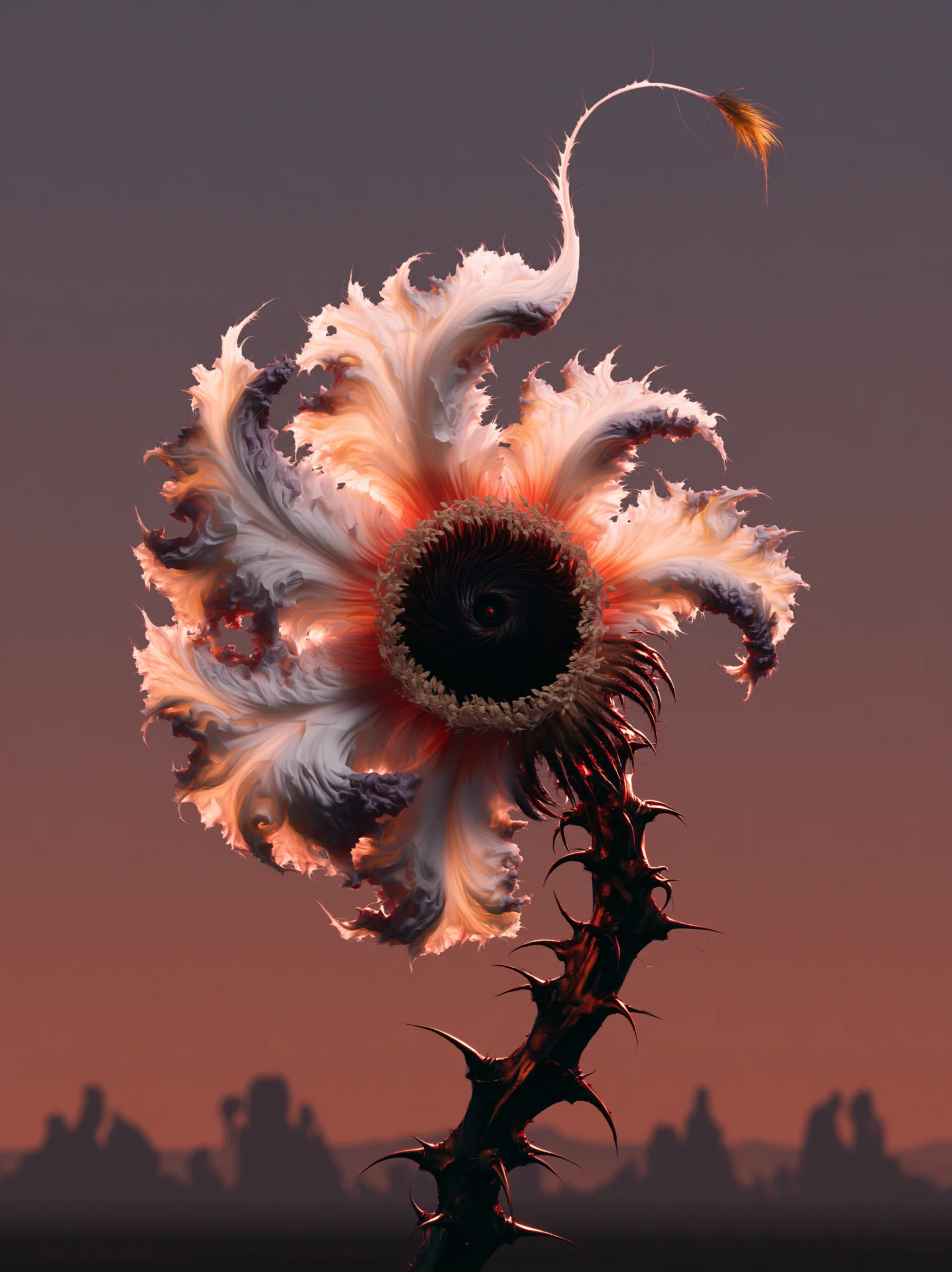 Surreal dark fantasy flower prompt