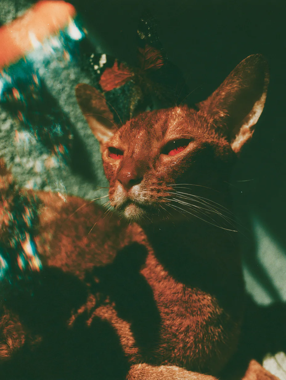 Vintage film aesthetic cat portrait prompt