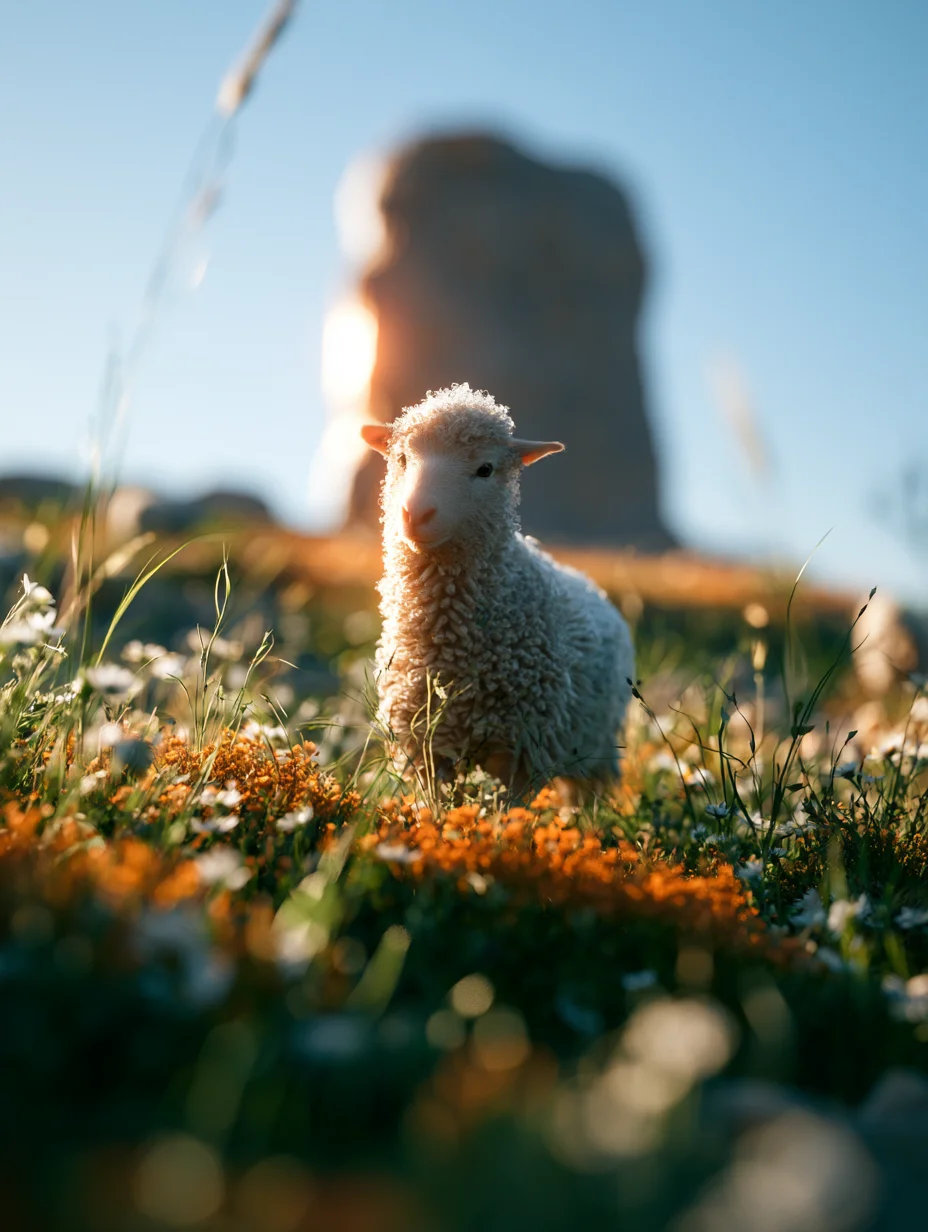 Dreamy pastoral lamb landscape prompt