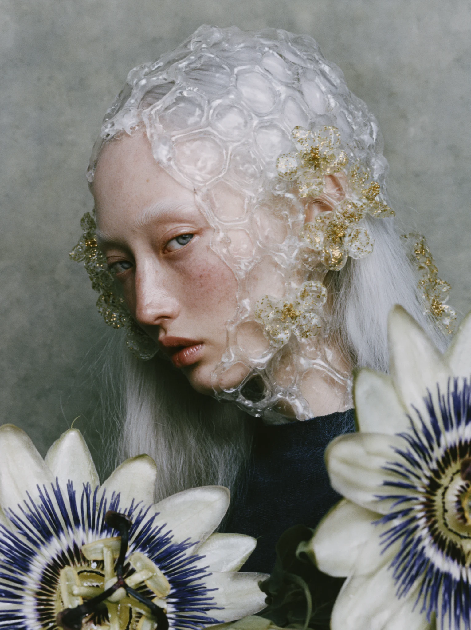 Hyperrealistic ethereal glass sculpture portrait prompt