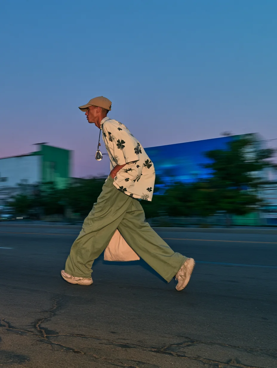 Casual street style motion fashion prompt