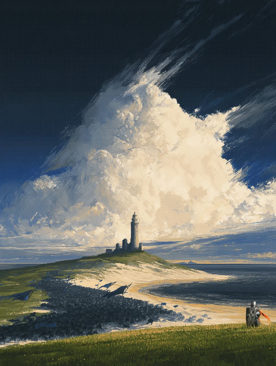 Cinematic fantasy coastal battlefield prompt