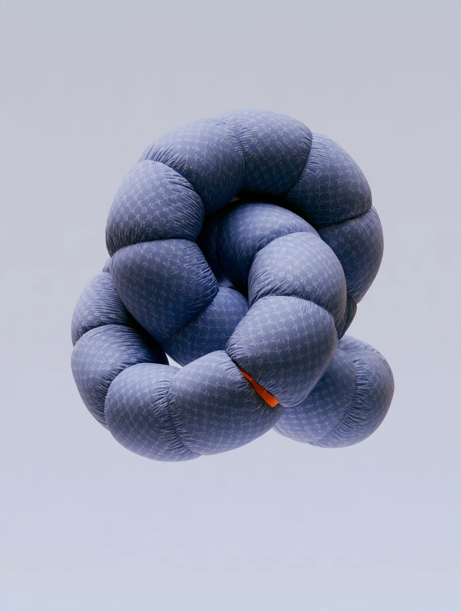 Sculptural 3D puffer fashion product prompt