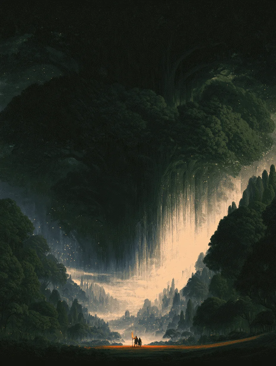 Cinematic fantasy adventure forest prompt