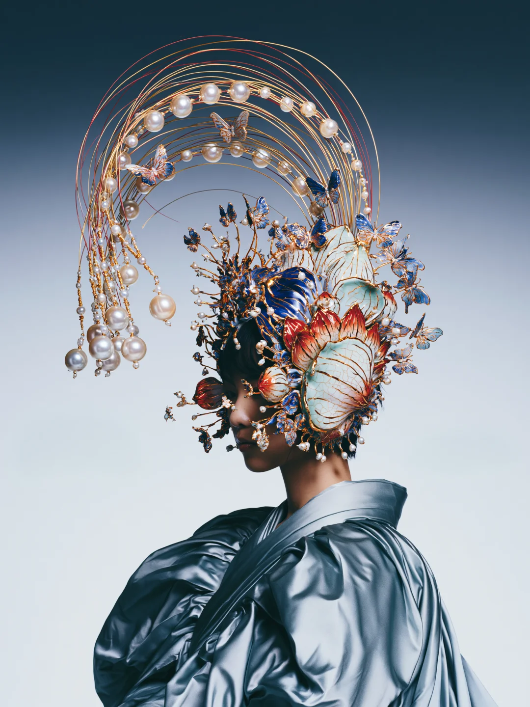 Surreal floral sculptural fashion prompt