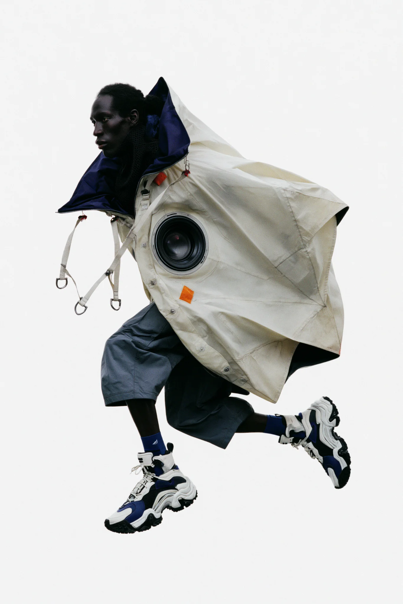 Avant-garde technical fashion editorial prompt