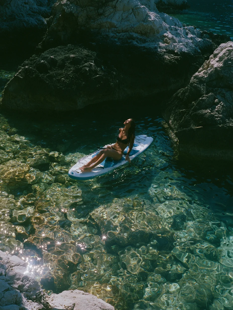 Cinematic overhead summer travel prompt