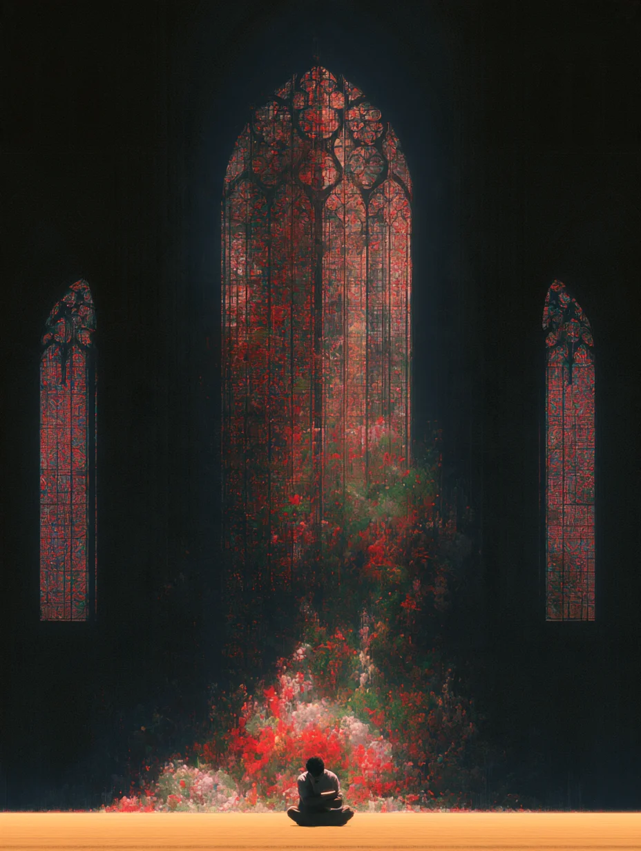 Spiritual contemplation stained glass prompt