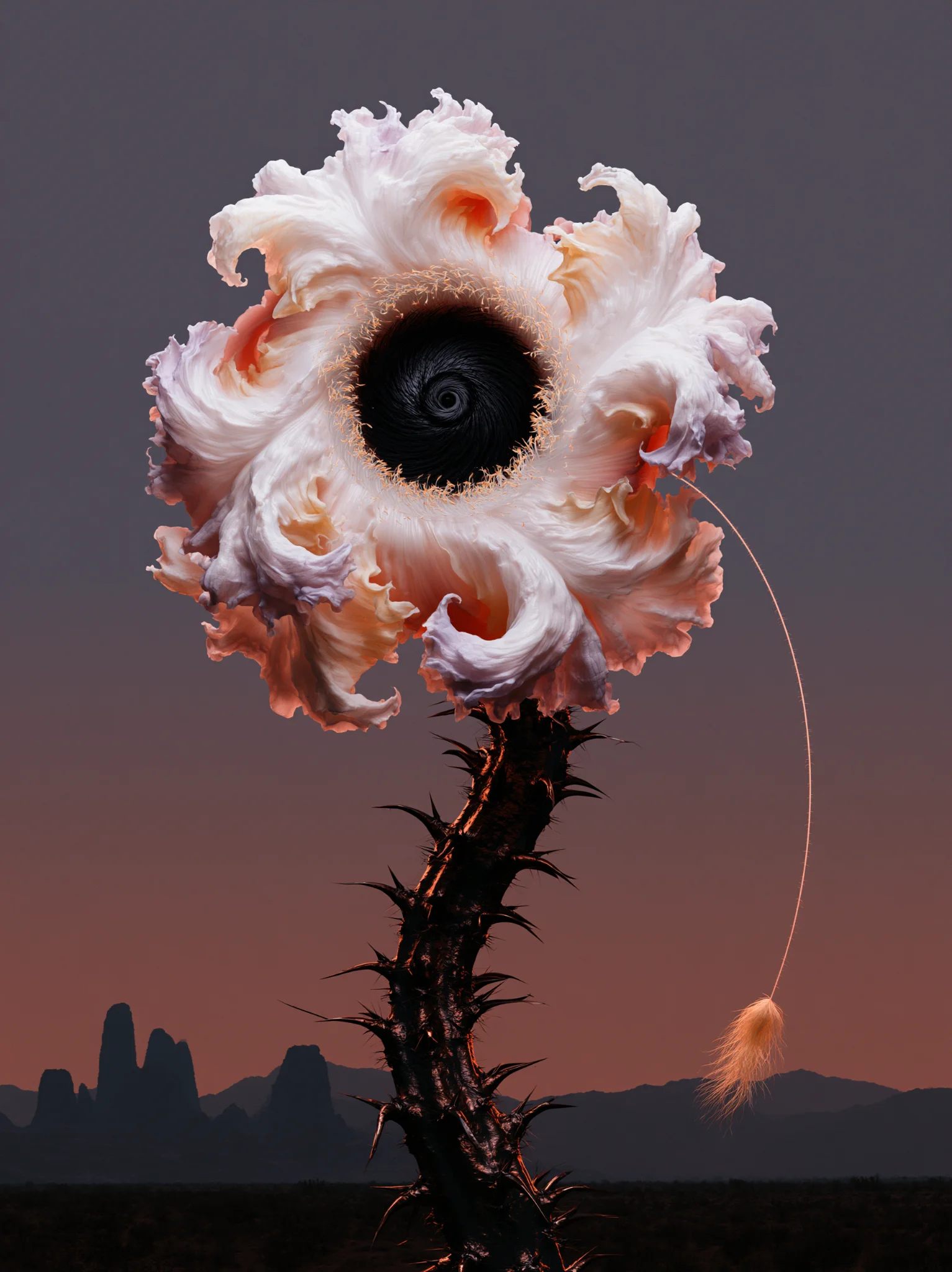 Surreal desert flower 3D render prompt