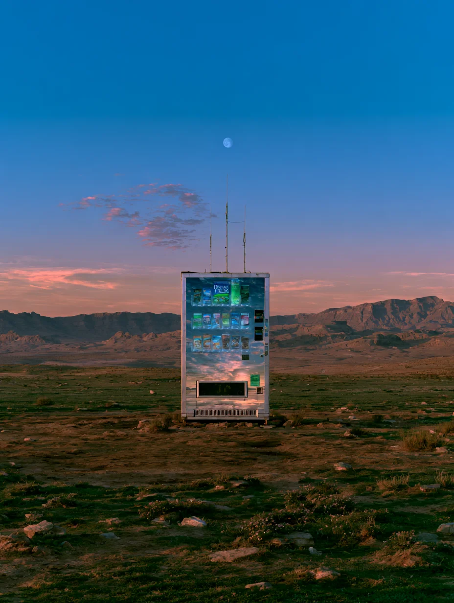 Surreal desert vending machine prompt
