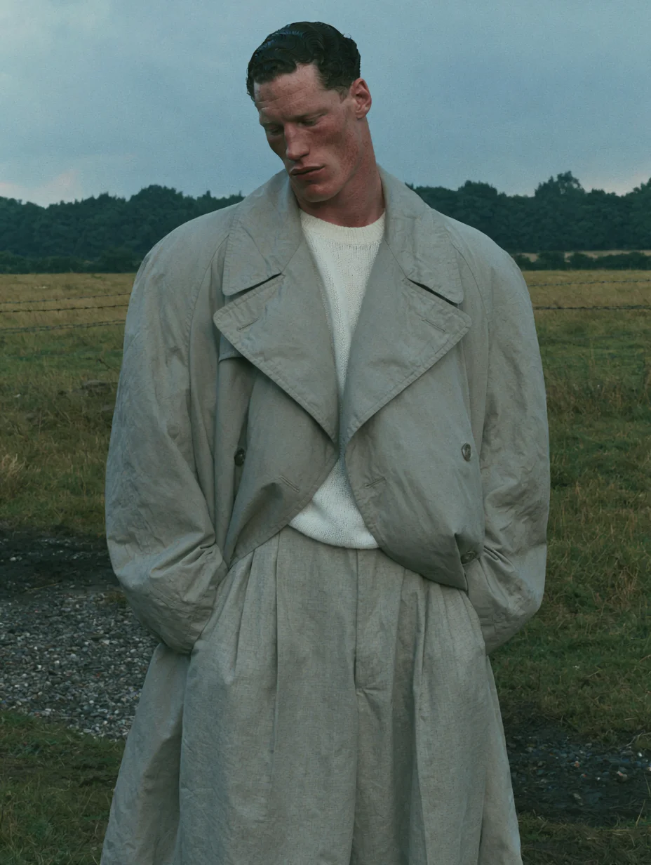 Cinematic minimalist menswear rural portrait prompt