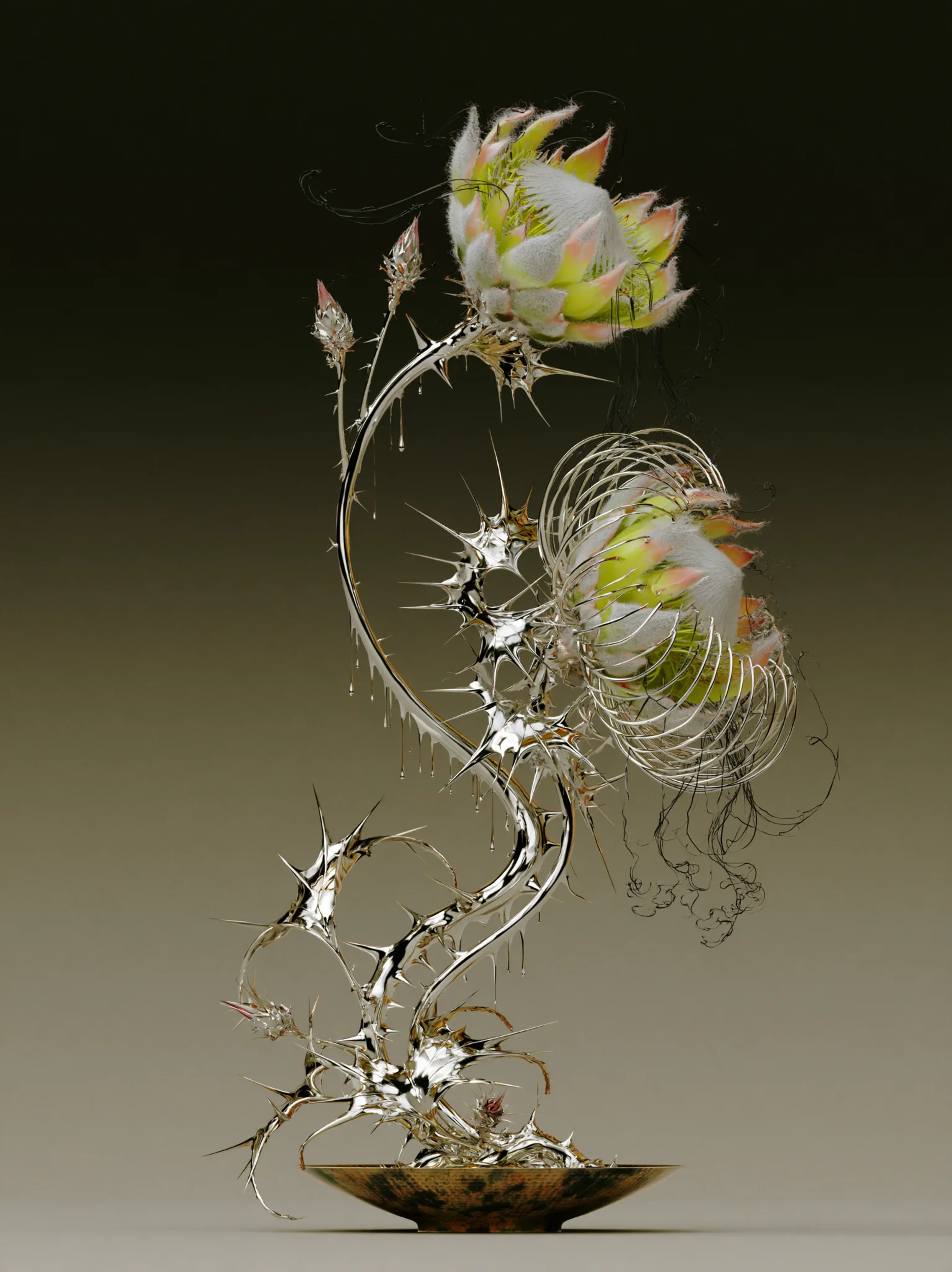 Ethereal botanical sculpture art prompt