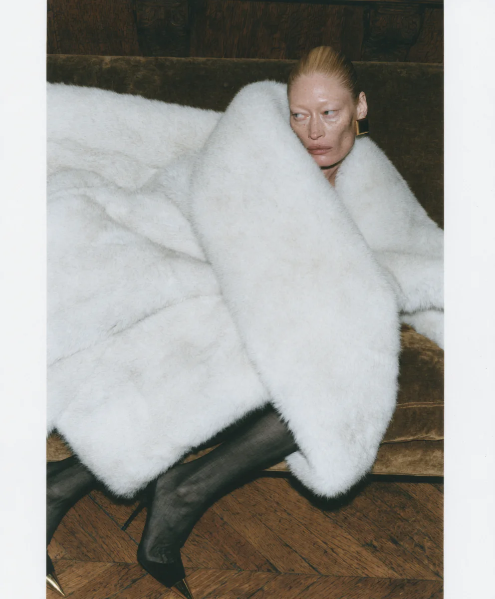 Luxe fur fashion editorial portrait prompt