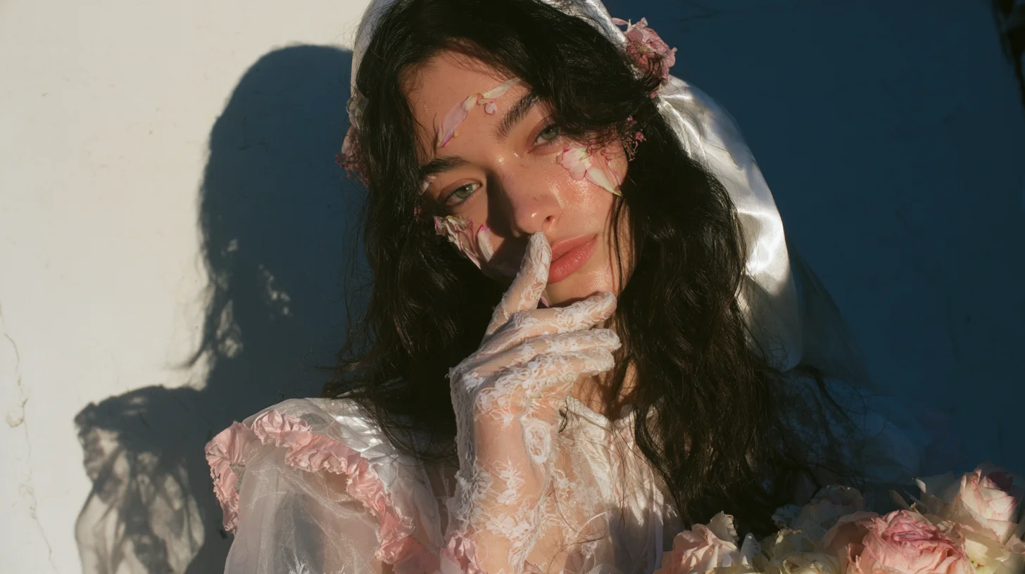 Romantic editorial beauty portrait prompt
