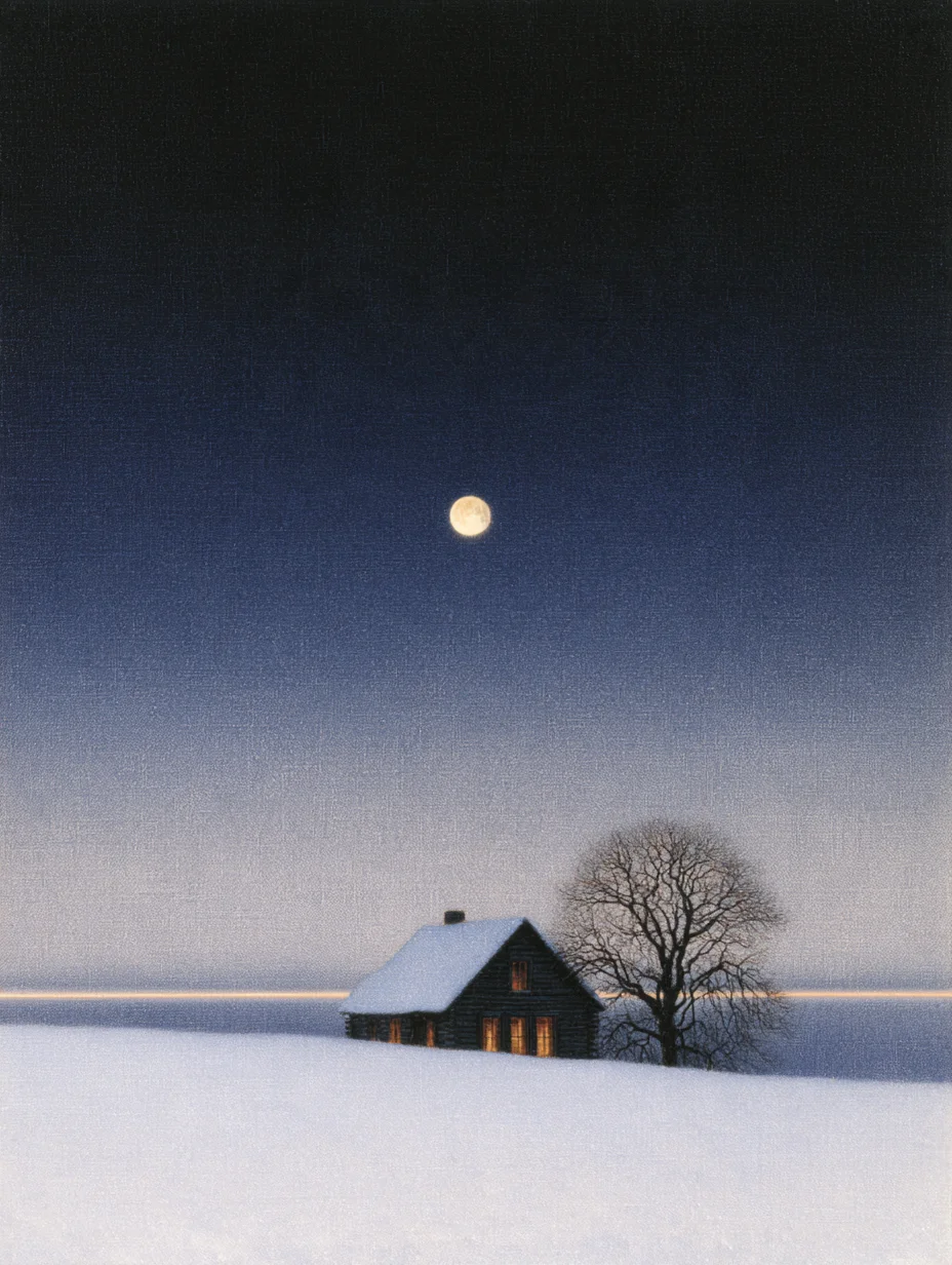 Minimalist winter landscape painting prompt