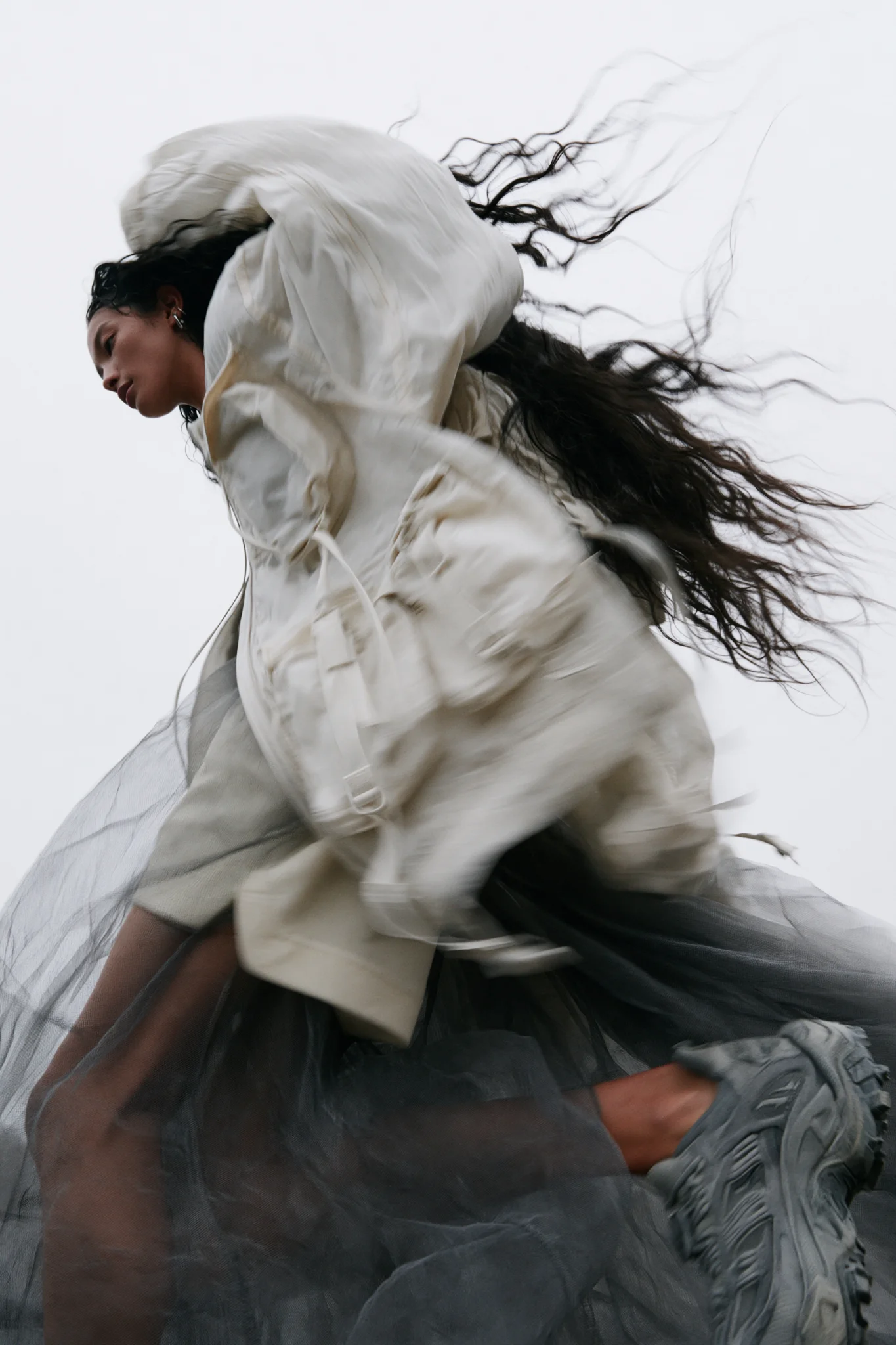 Dynamic motion fashion editorial prompt