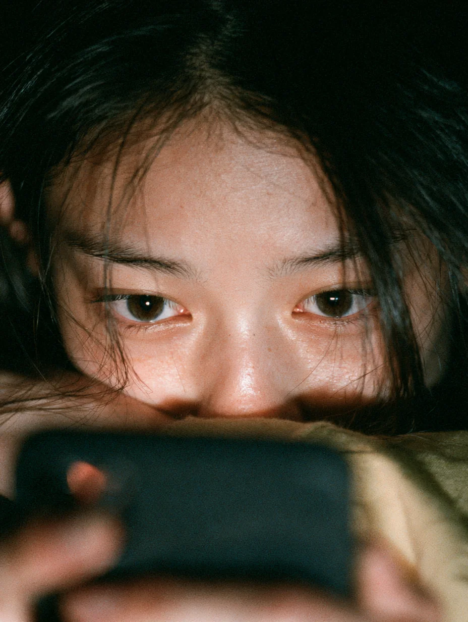 Moody cinematic portrait phone prompt