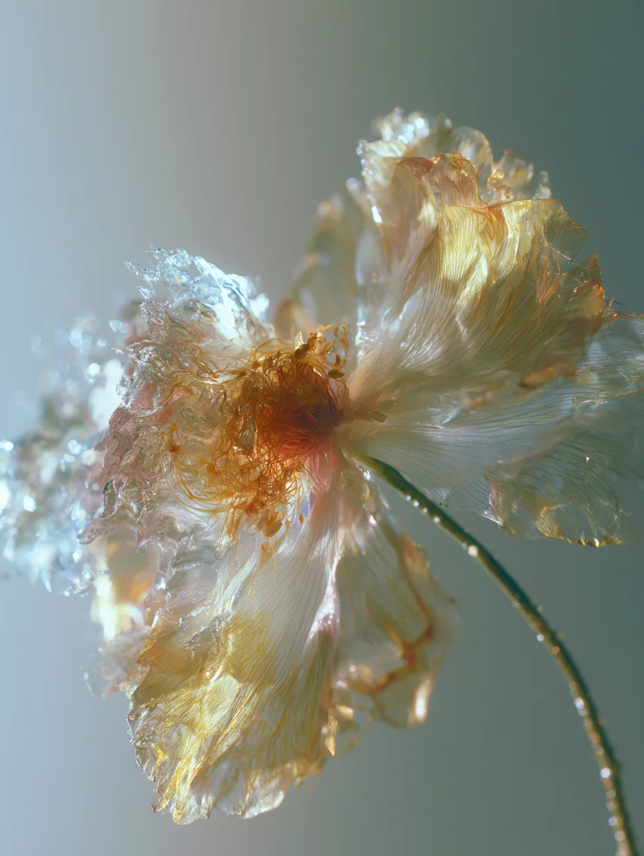 Ultra macro frosted flower photography prompt