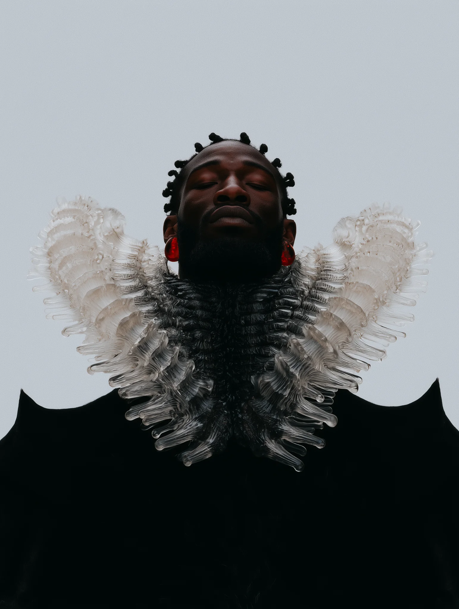 Hyperrealistic sculptural fashion portrait prompt