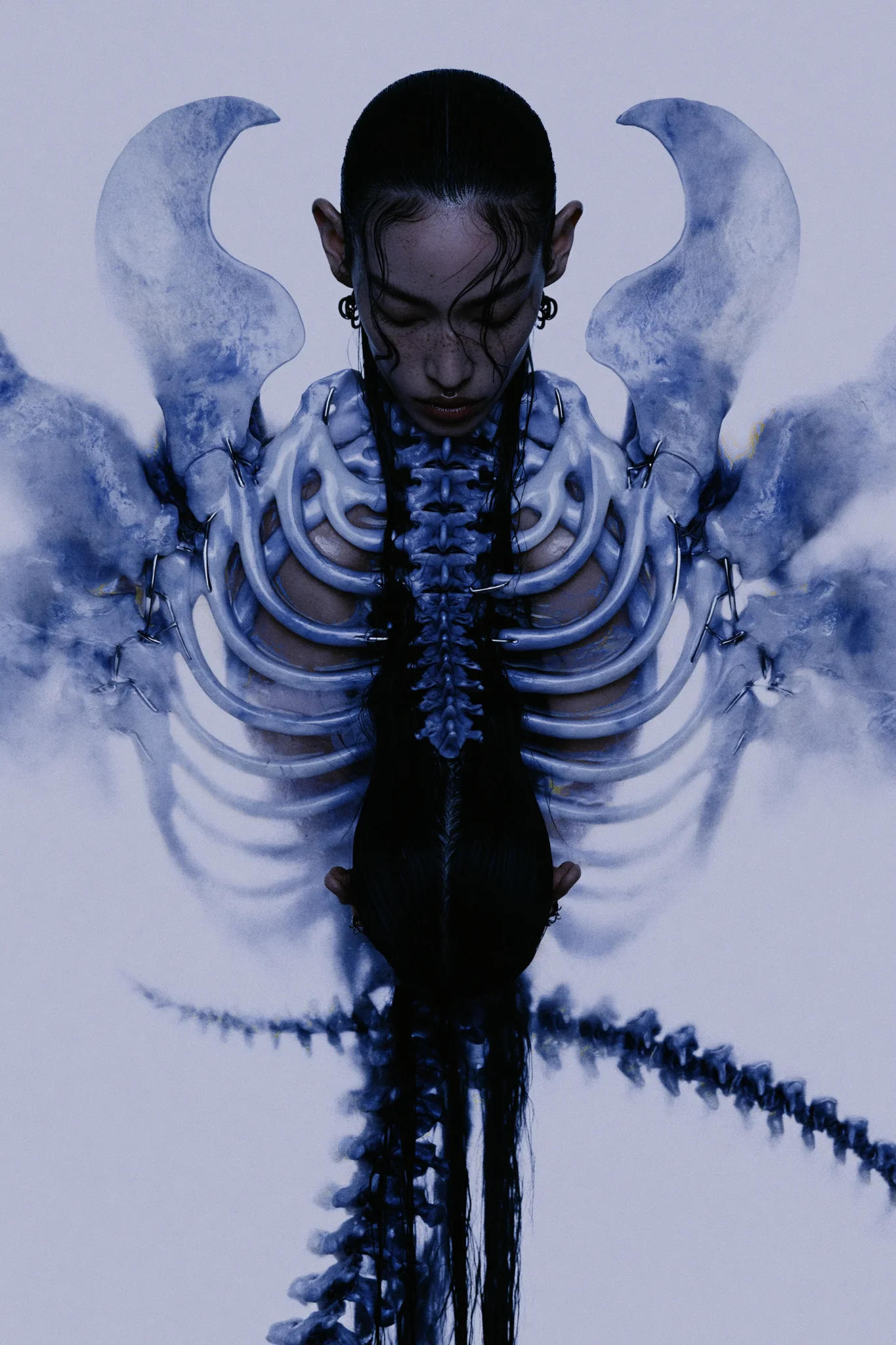 Ethereal futuristic skeleton couture prompt
